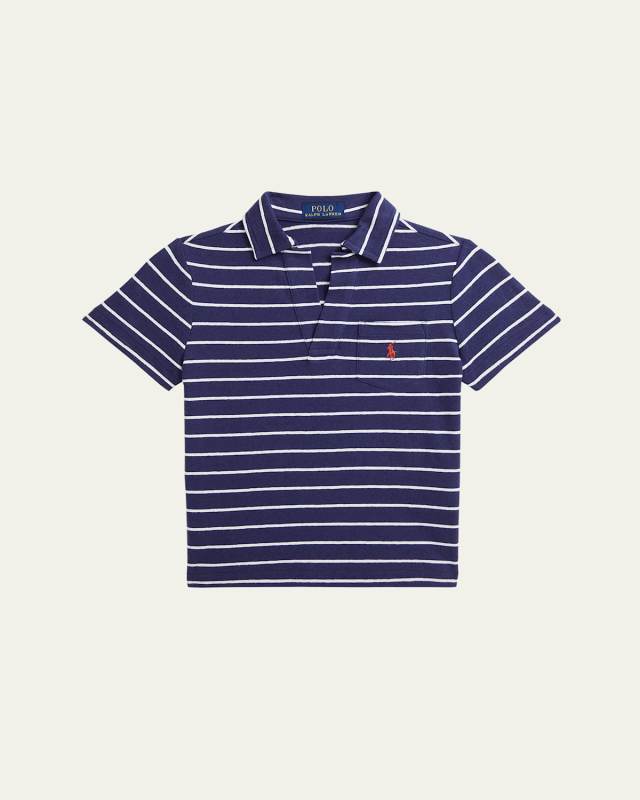 Boy's Linen Striped Polo Shirt, Size 2-